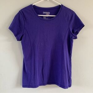 Danskin Now Active Tee Size Large 12 14 Short Sleeve Shirt Bright Blue Stretch